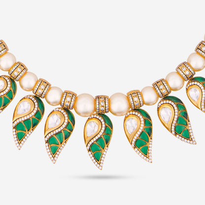 Kundan Polki Necklace Color Green Polish Victorian