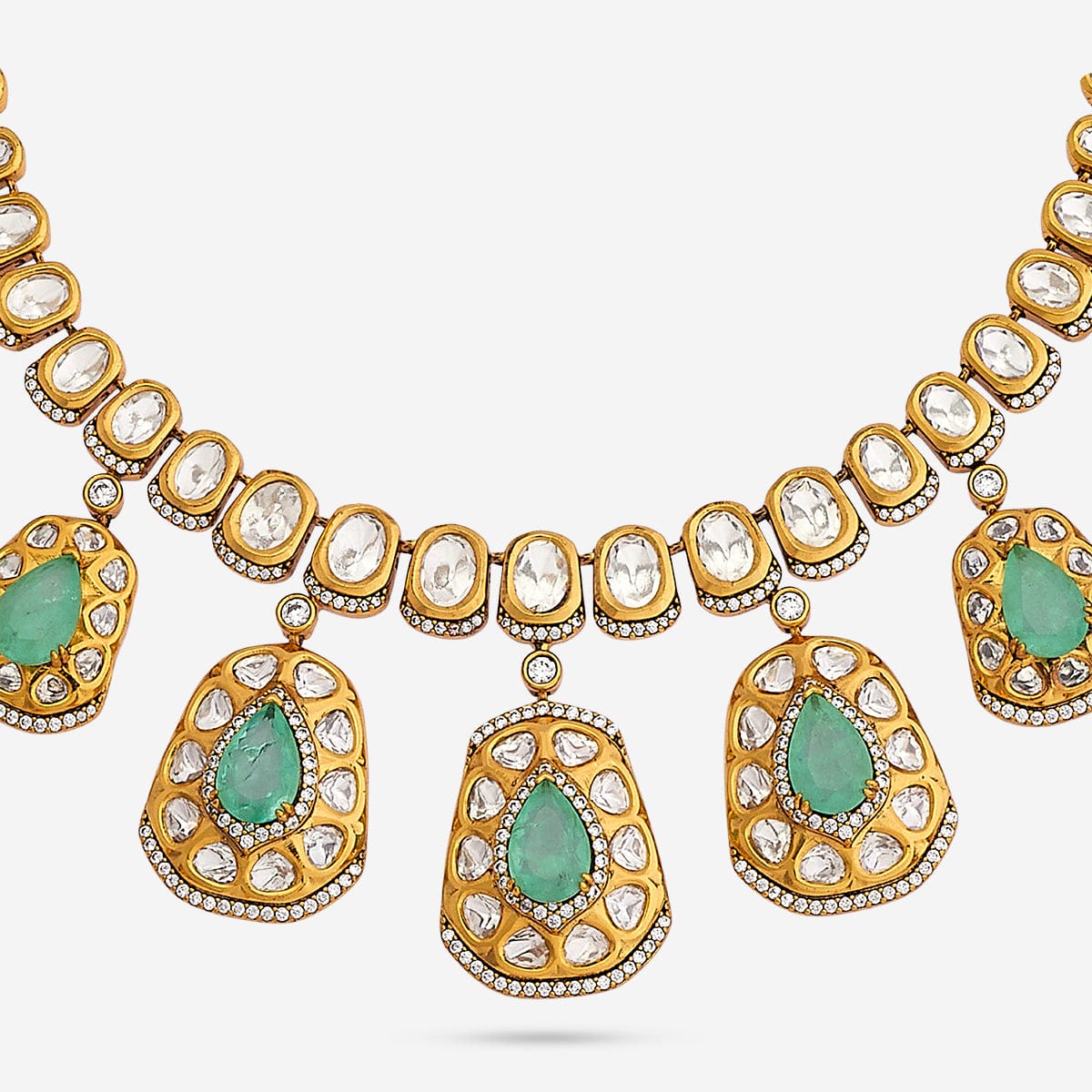 Kundan Polki Necklace Color Green Polish Victorian