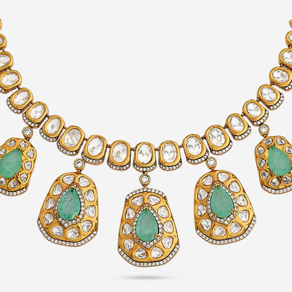 Kundan Polki Necklace Color Green Polish Victorian