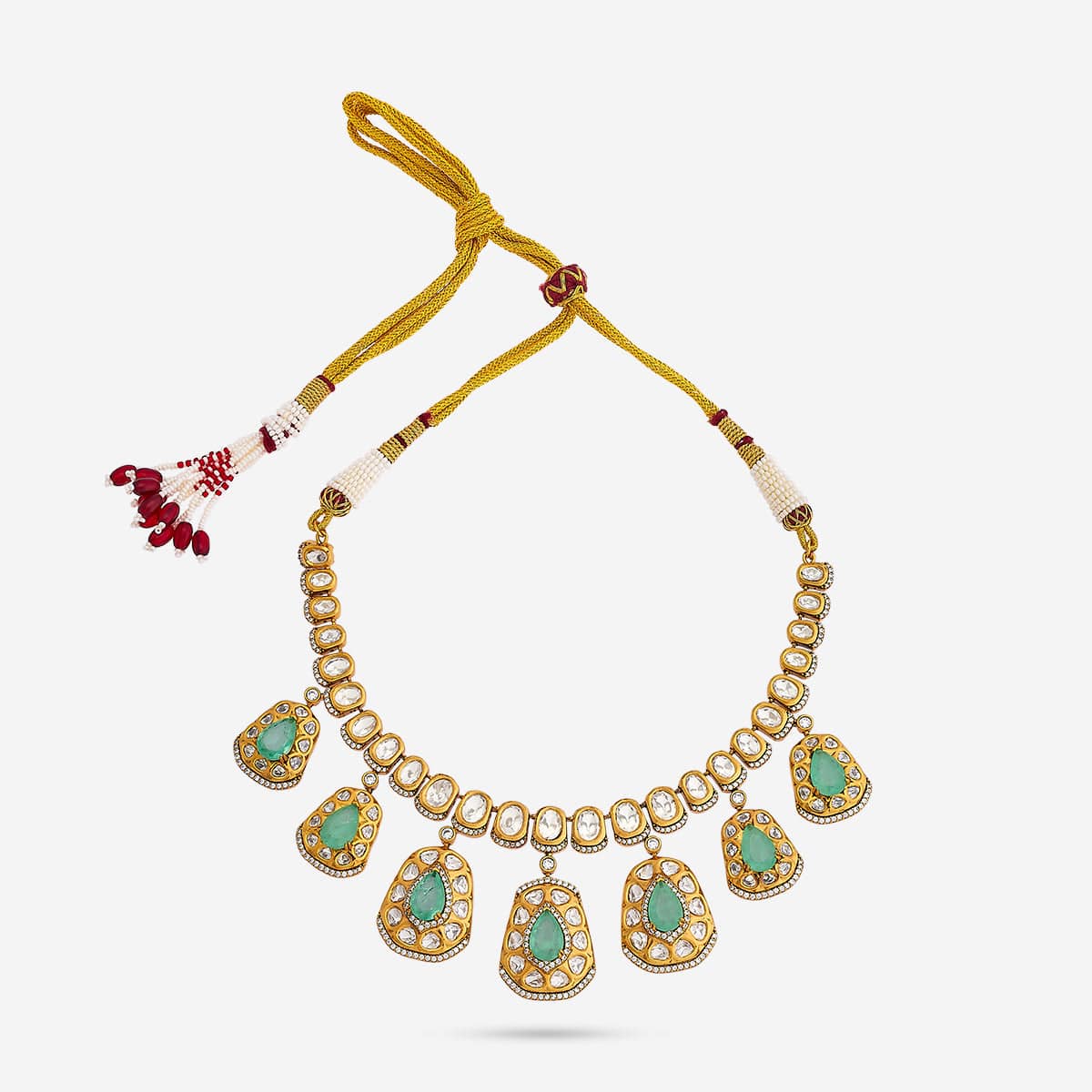 Kundan Polki Necklace Color Green Polish Victorian