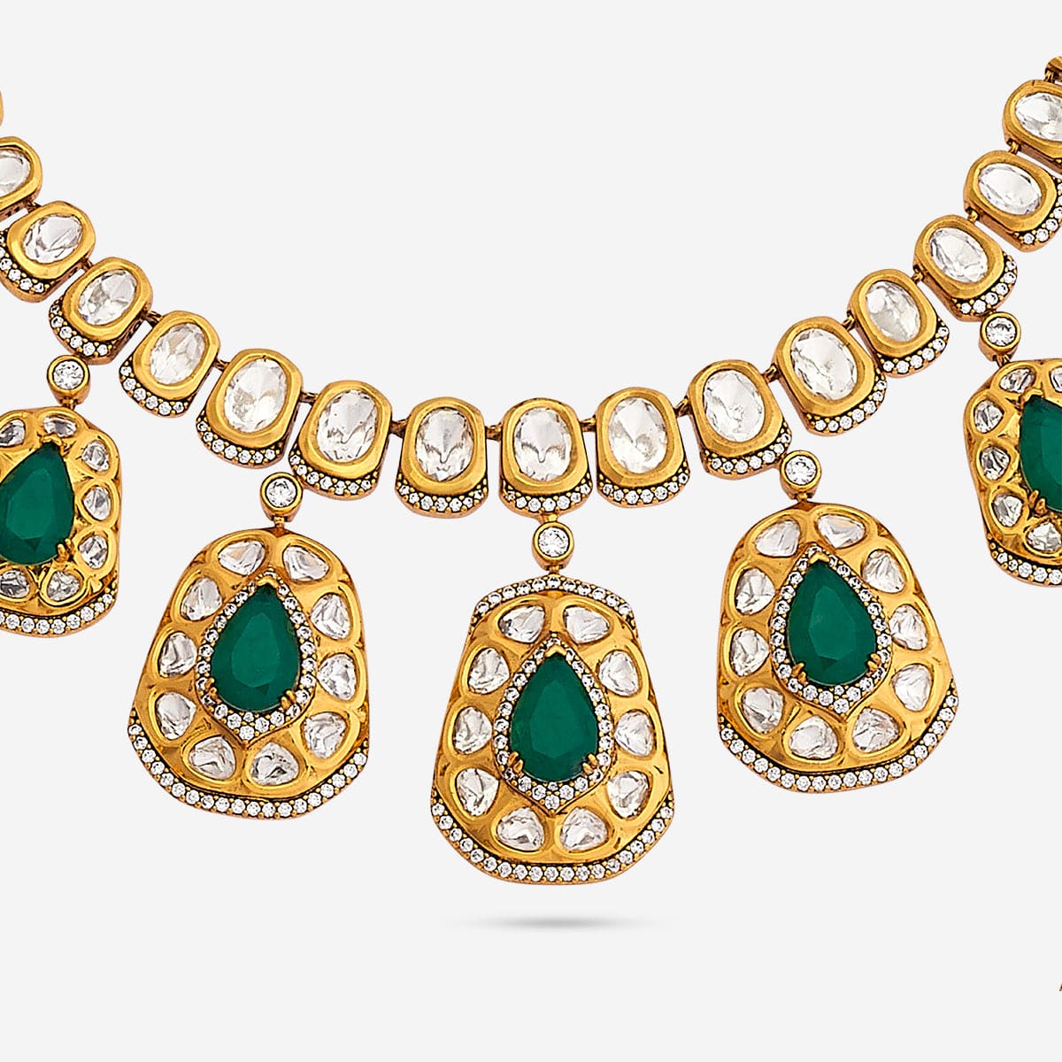 Kundan Polki Necklace Color Green Polish Victorian