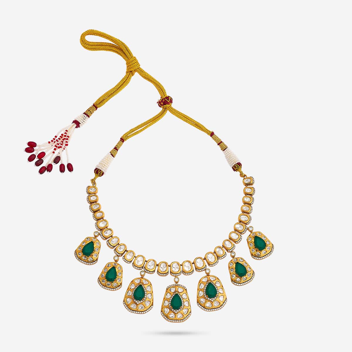 Kundan Polki Necklace Color Green Polish Victorian