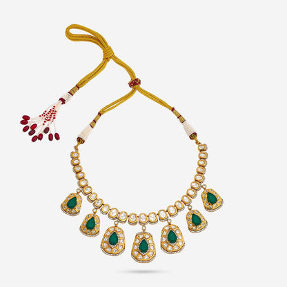 Kundan Polki Necklace Color Green Polish Victorian
