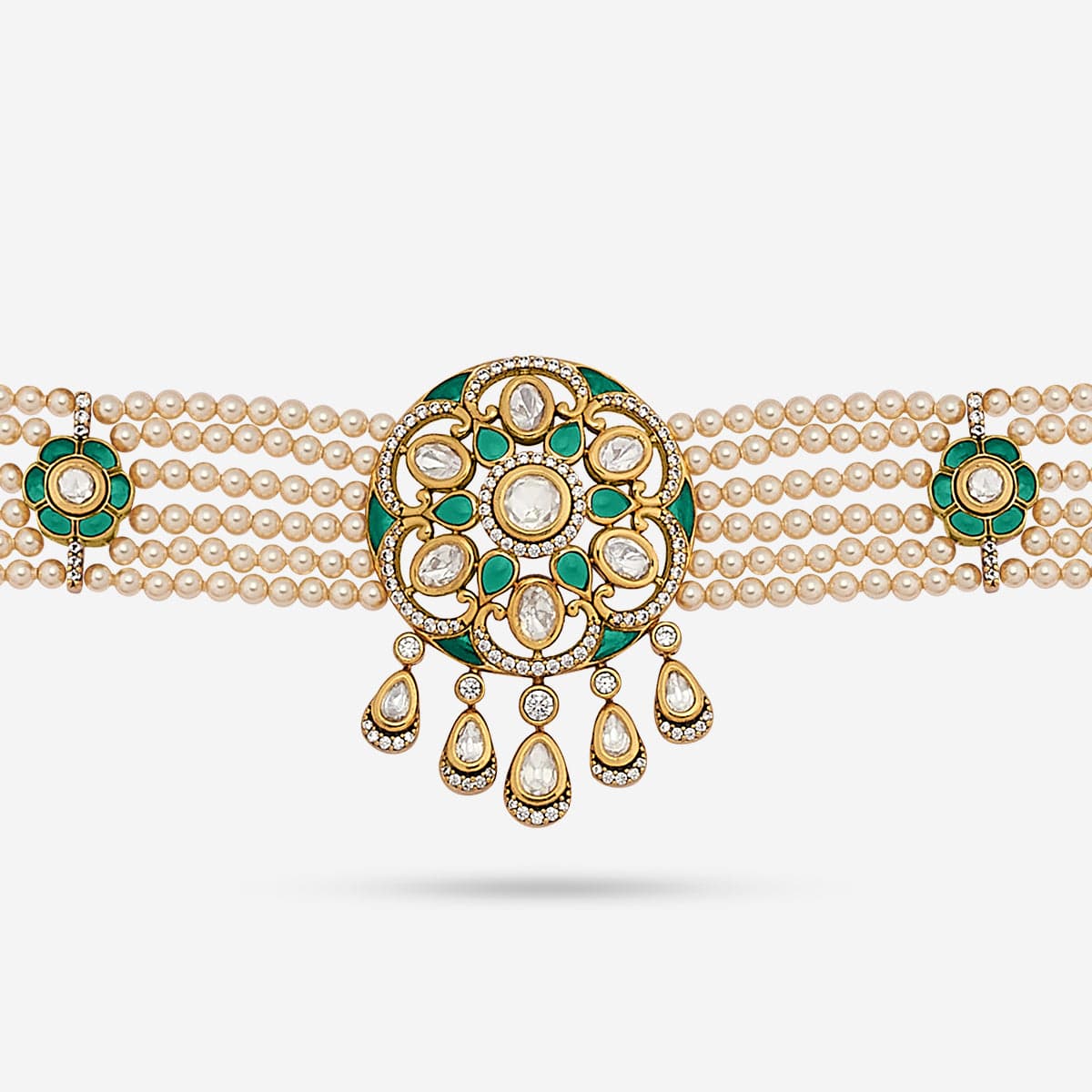 Kundan Polki Necklace Color Green Polish Victorian