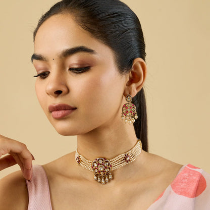 Kundan Polki Necklace Color Green Polish Victorian