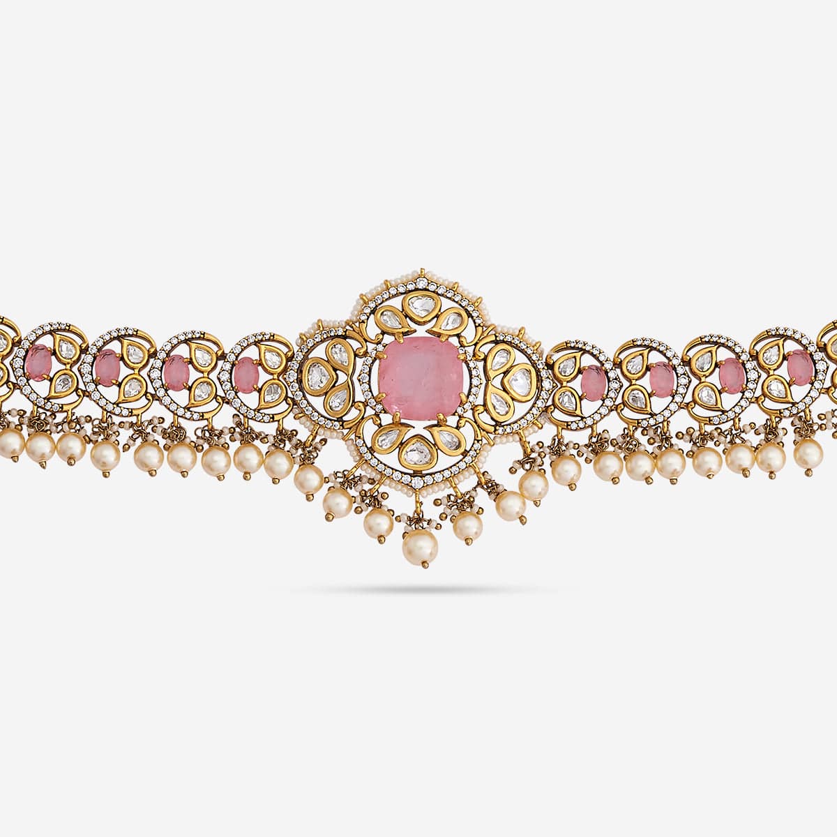 Kundan Polki Necklace Color Green Polish Victorian