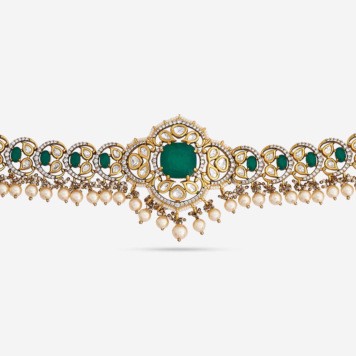 Kundan Polki Necklace Color Green Polish Victorian