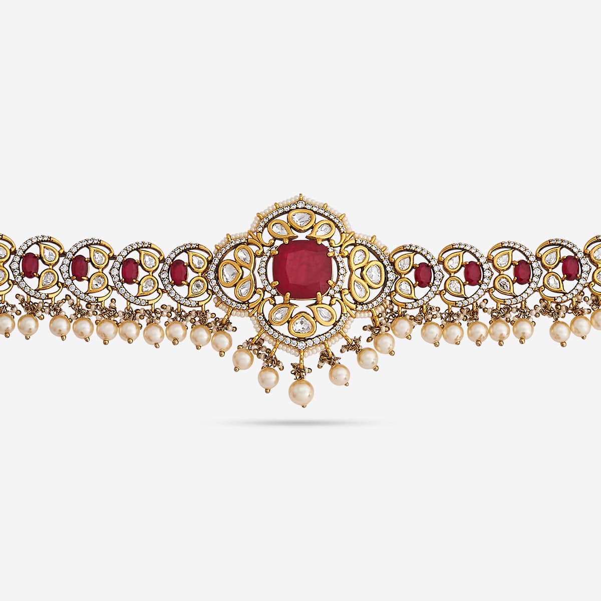 Kundan Polki Necklace Color Green Polish Victorian