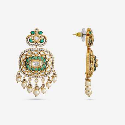 Kundan Polki Necklace Color Green Polish Victorian