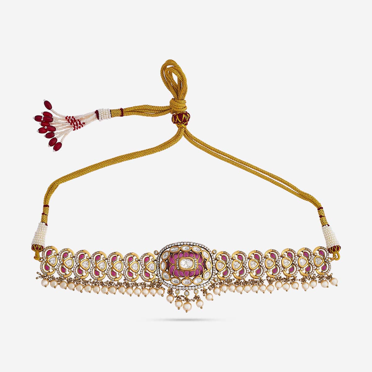 Kundan Polki Necklace Color Green Polish Victorian