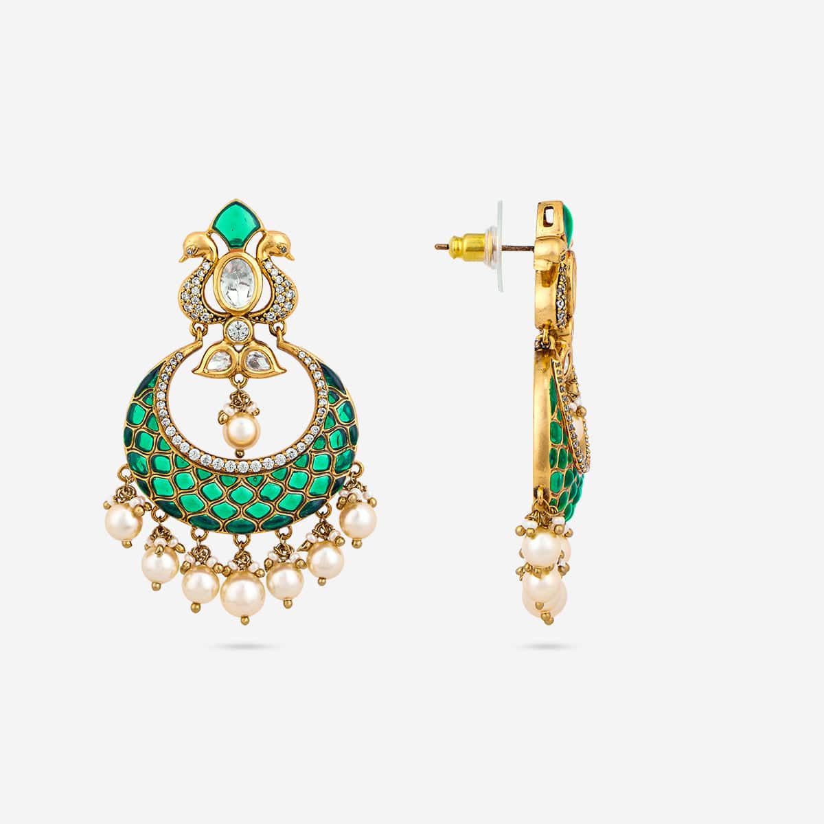 Kundan Polki Necklace Color Green Polish Victorian