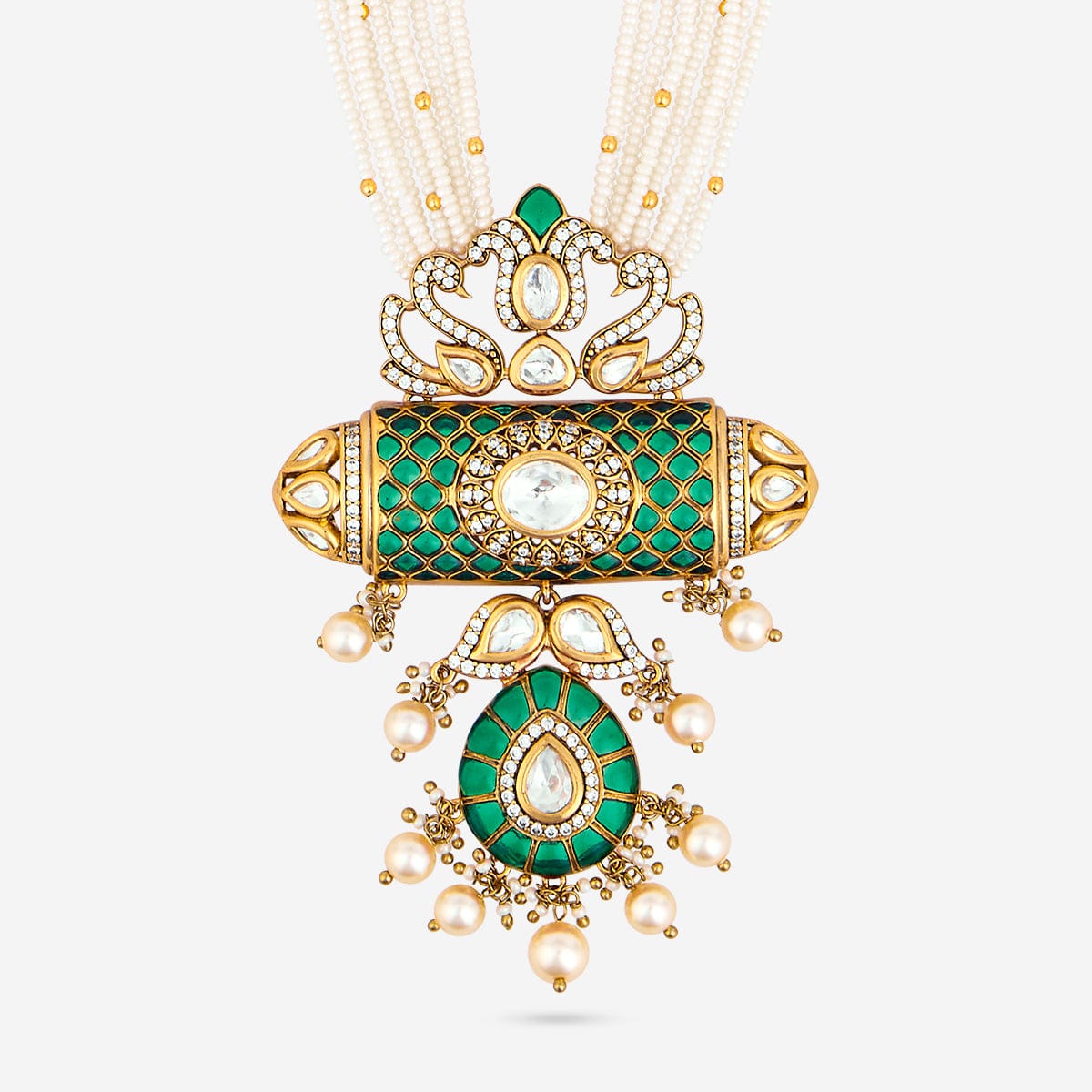 Kundan Polki Necklace Color Green Polish Victorian