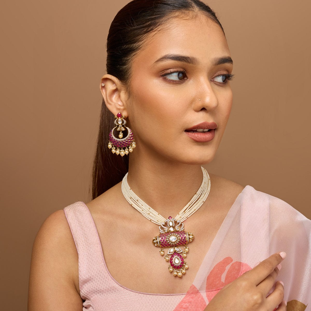 Kundan Polki Necklace Color Green Polish Victorian