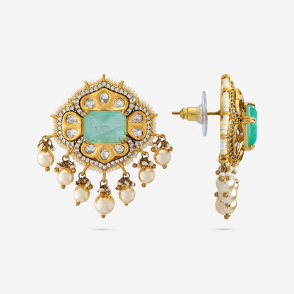 Kundan Polki Necklace Color Green Polish Victorian