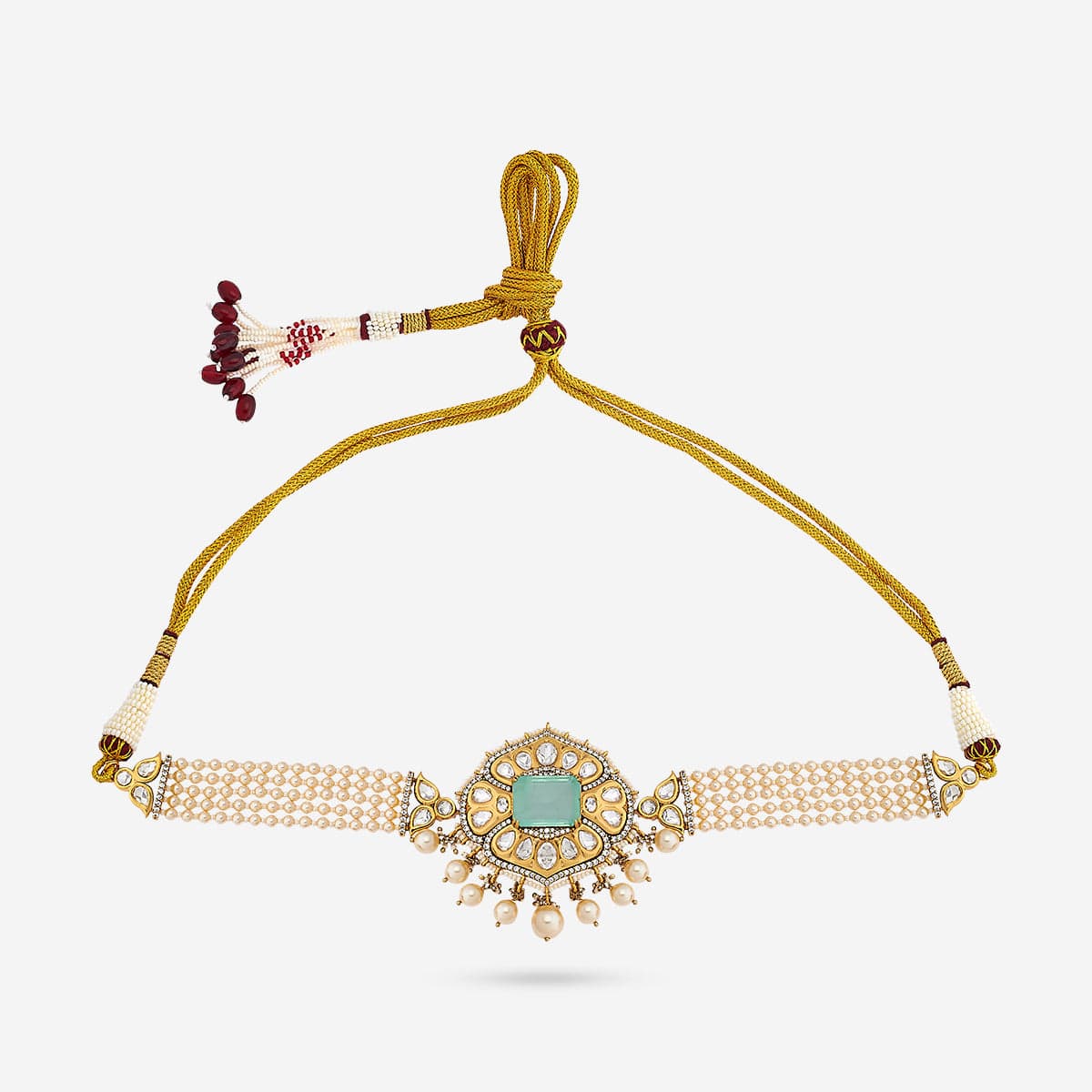 Kundan Polki Necklace Color Green Polish Victorian