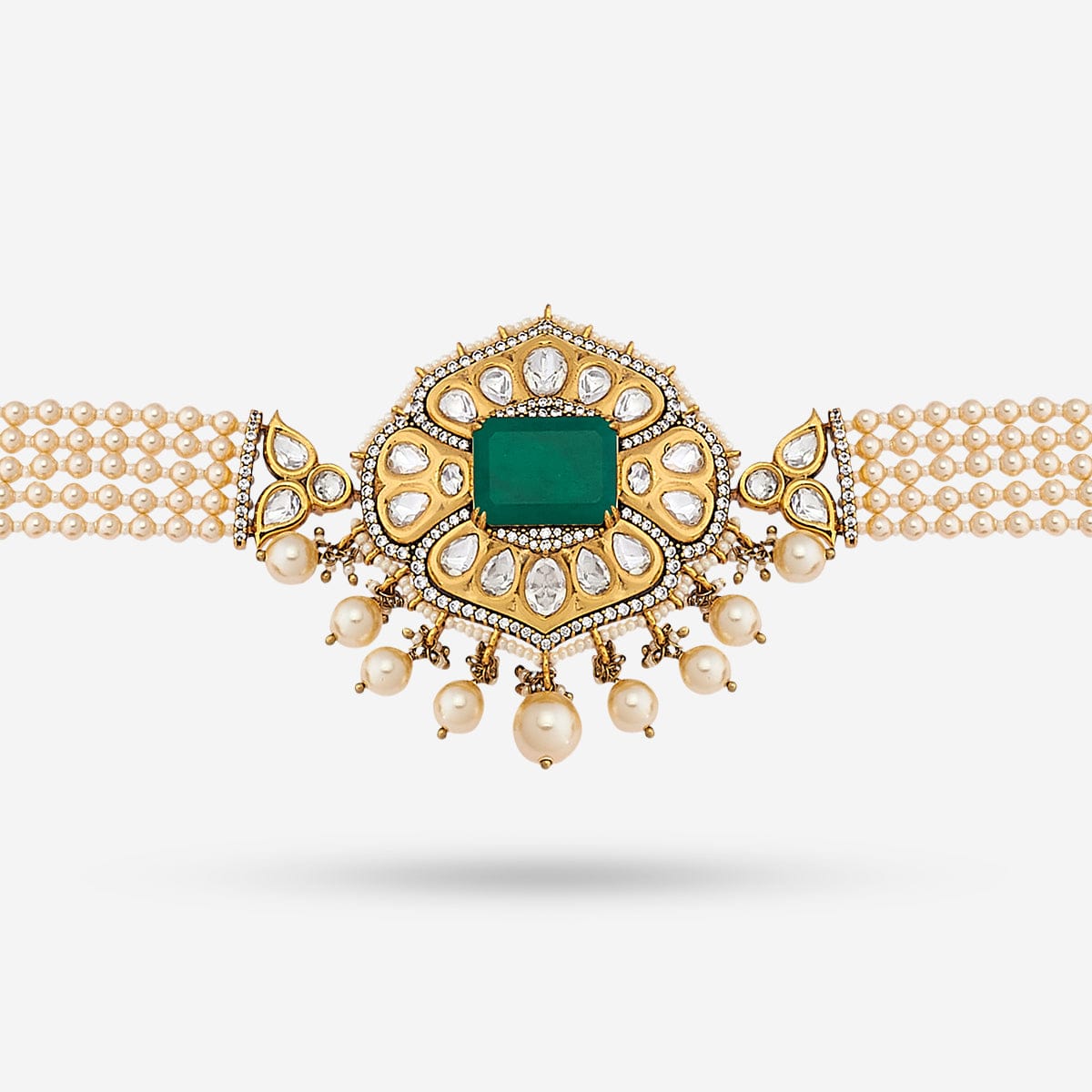 Kundan Polki Necklace Color Green Polish Victorian