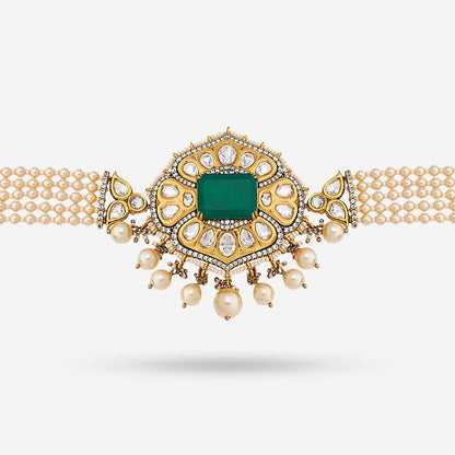 Kundan Polki Necklace Color Green Polish Victorian