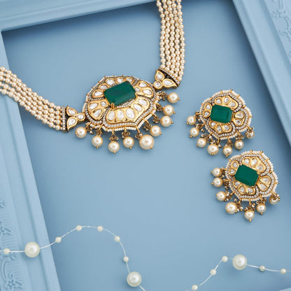Kundan Polki Necklace Color Green Polish Victorian