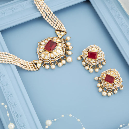 Kundan Polki Necklace Color Green Polish Victorian