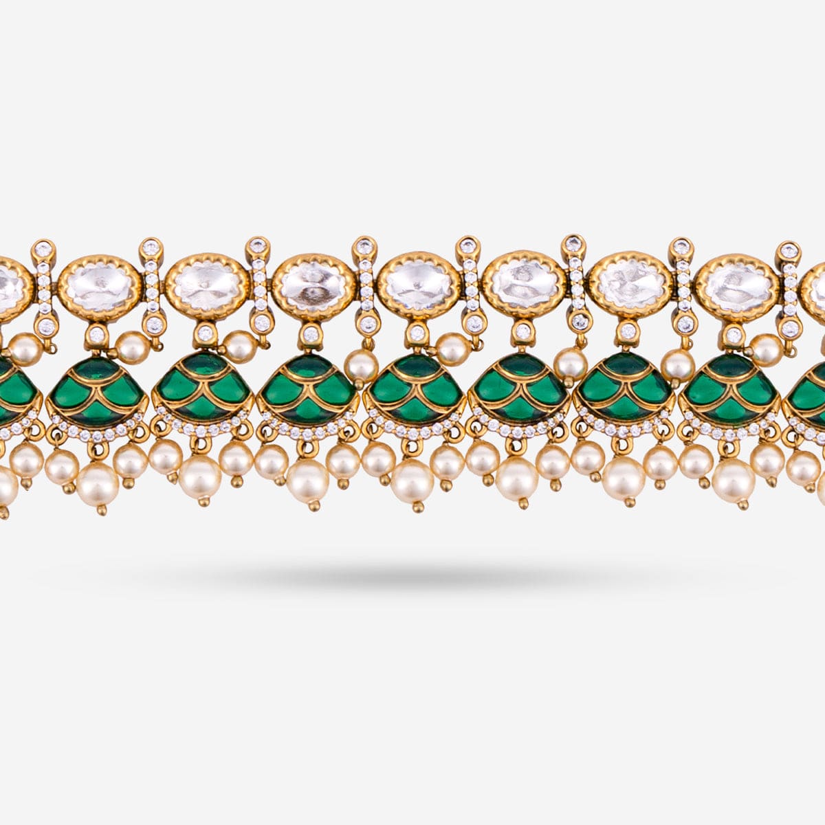 Kundan Polki Necklace Color Green Polish Victorian