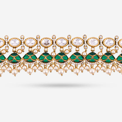 Kundan Polki Necklace Color Green Polish Victorian