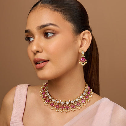 Kundan Polki Necklace Color Green Polish Victorian