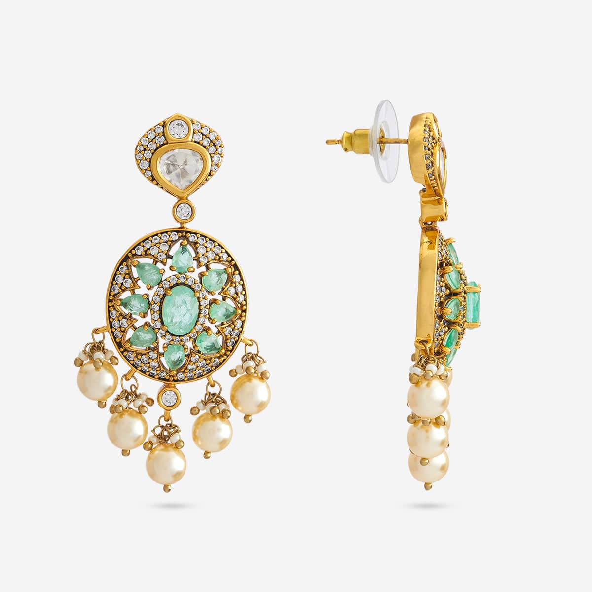 Kundan Polki Necklace Color Green Polish Victorian