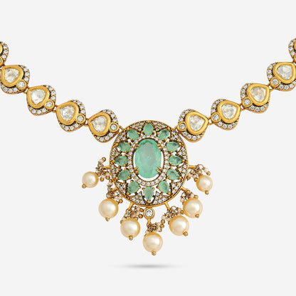 Kundan Polki Necklace Color Green Polish Victorian