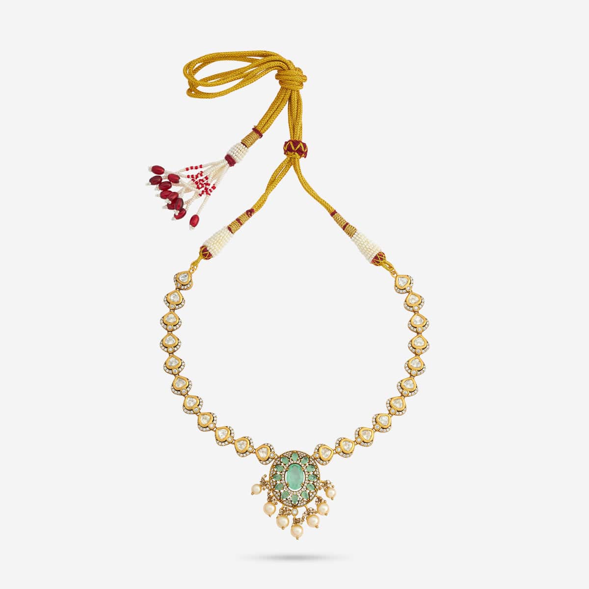 Kundan Polki Necklace Color Green Polish Victorian