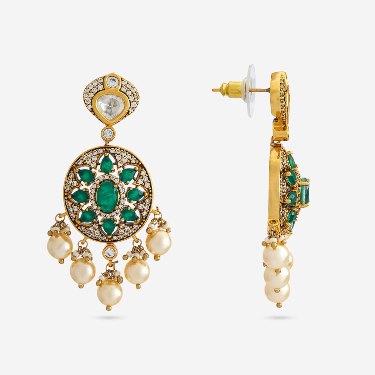 Kundan Polki Necklace Color Green Polish Victorian