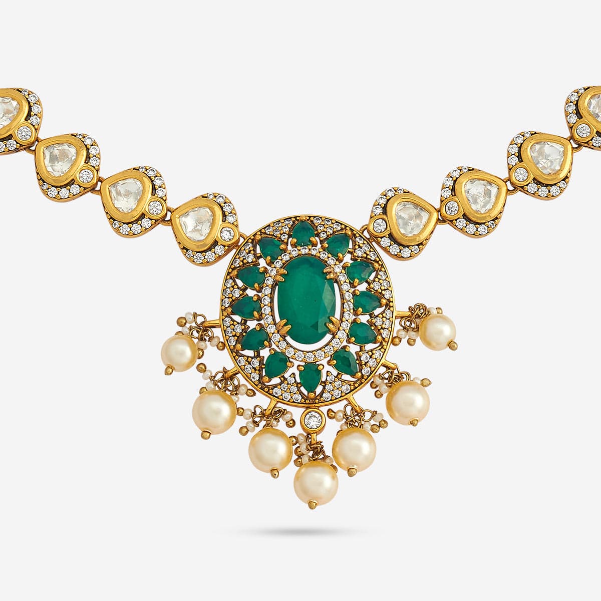 Kundan Polki Necklace Color Green Polish Victorian