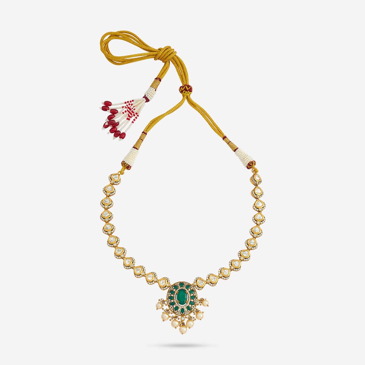 Kundan Polki Necklace Color Green Polish Victorian