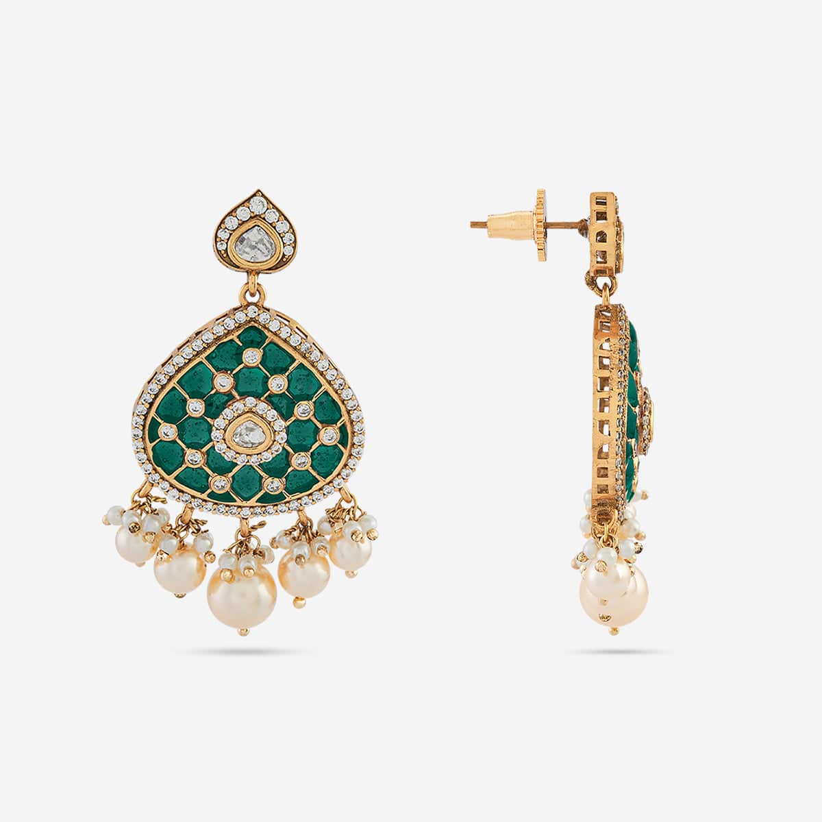 Kundan Polki Necklace Color Green Polish Victorian