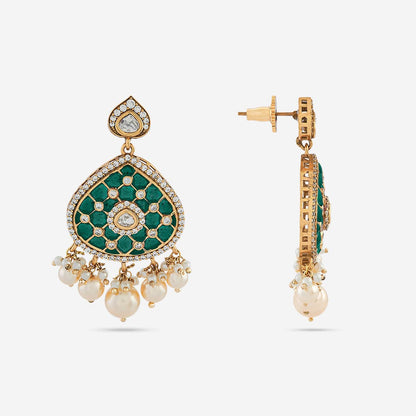 Kundan Polki Necklace Color Green Polish Victorian