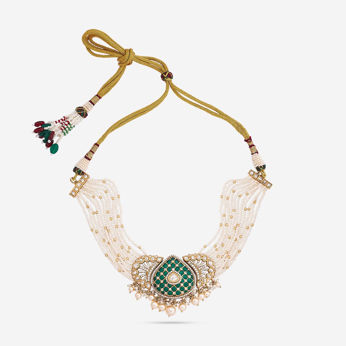 Kundan Polki Necklace Color Green Polish Victorian
