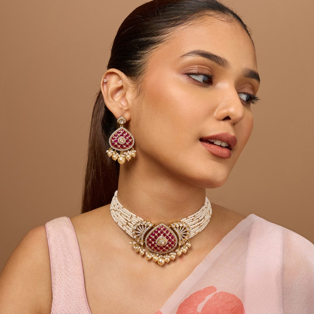 Kundan Polki Necklace Color Green Polish Victorian