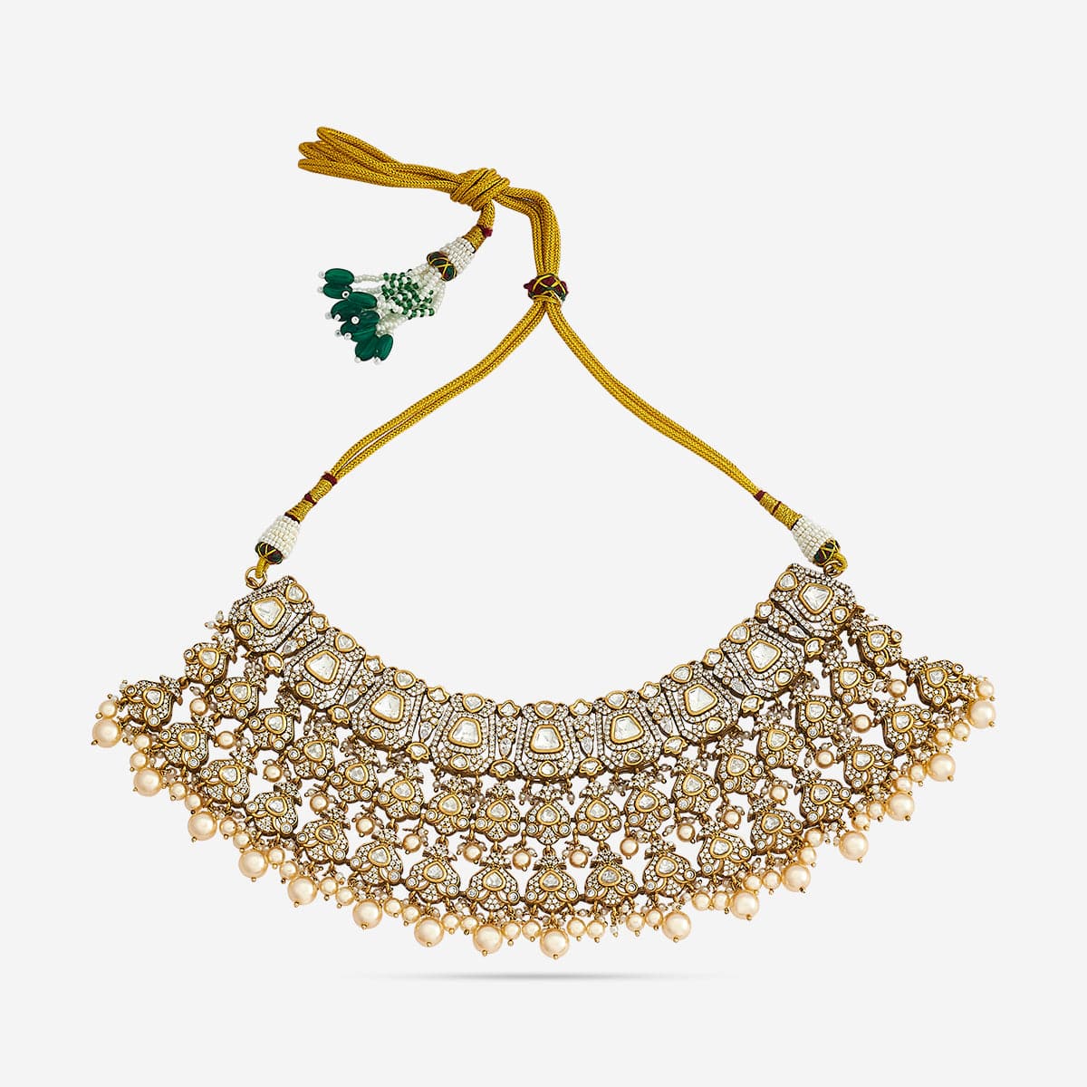 Kundan Polki Necklace Color Green Polish Victorian