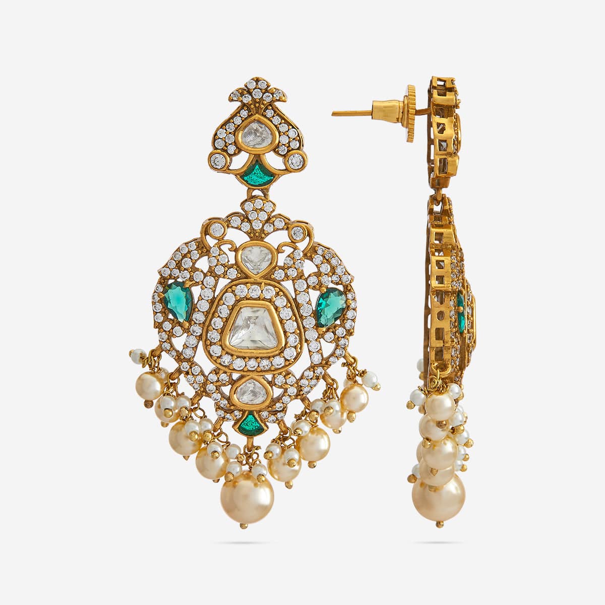 Kundan Polki Necklace Color Green Polish Victorian