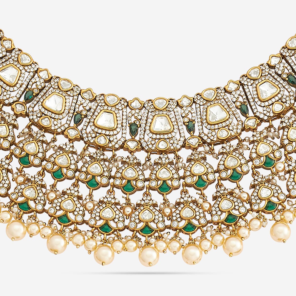 Kundan Polki Necklace Color Green Polish Victorian