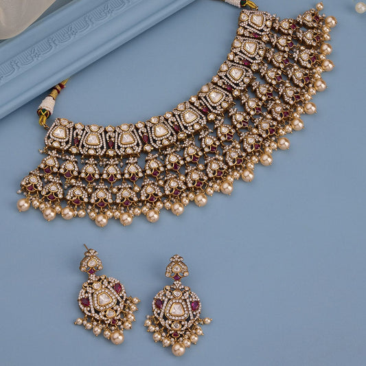 Kundan Polki Necklace Color Green Polish Victorian