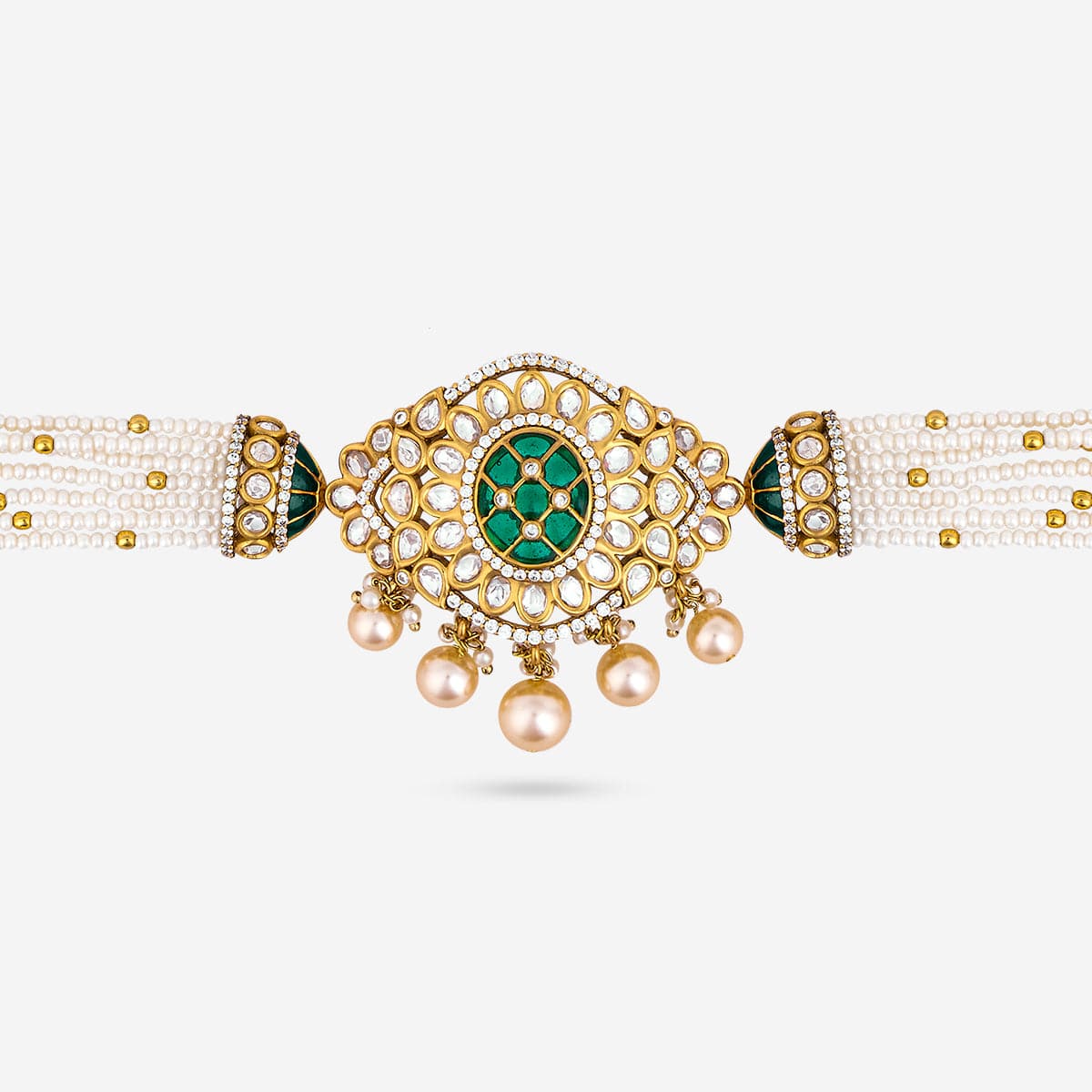 Kundan Polki Necklace Color Green Polish Victorian