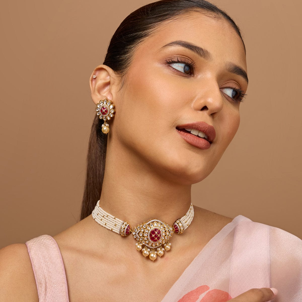 Kundan Polki Necklace Color Green Polish Victorian