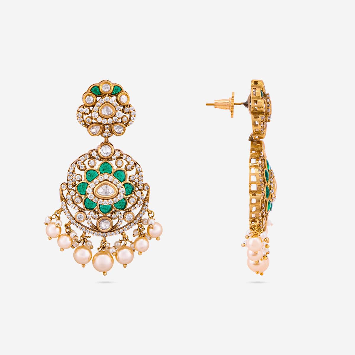 Kundan Polki Necklace Color Green Polish Victorian