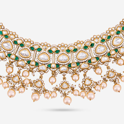 Kundan Polki Necklace Color Green Polish Victorian