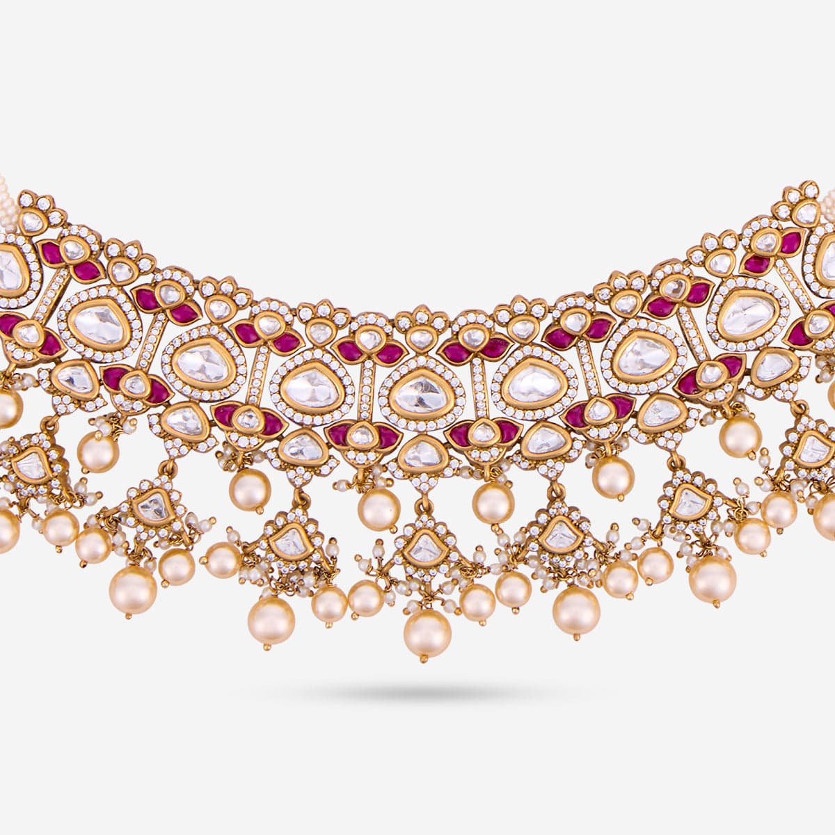 Kundan Polki Necklace Color Green Polish Victorian