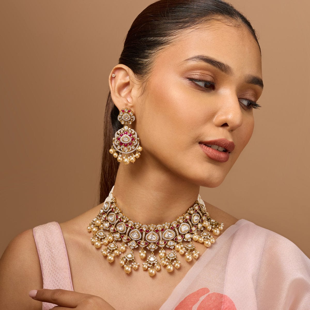 Kundan Polki Necklace Color Green Polish Victorian