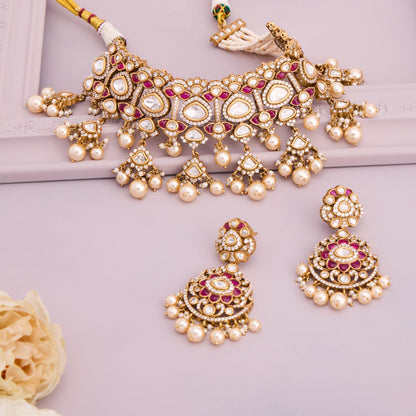 Kundan Polki Necklace Color Green Polish Victorian