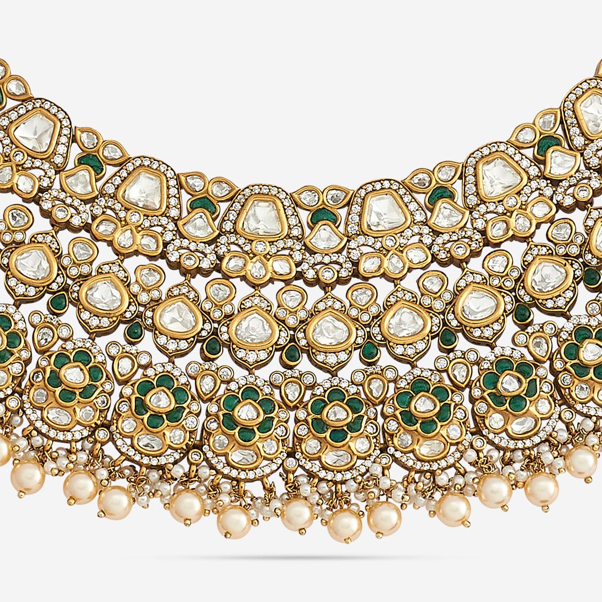 Kundan Polki Necklace Color Green Polish Victorian