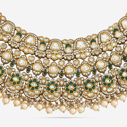 Kundan Polki Necklace Color Green Polish Victorian