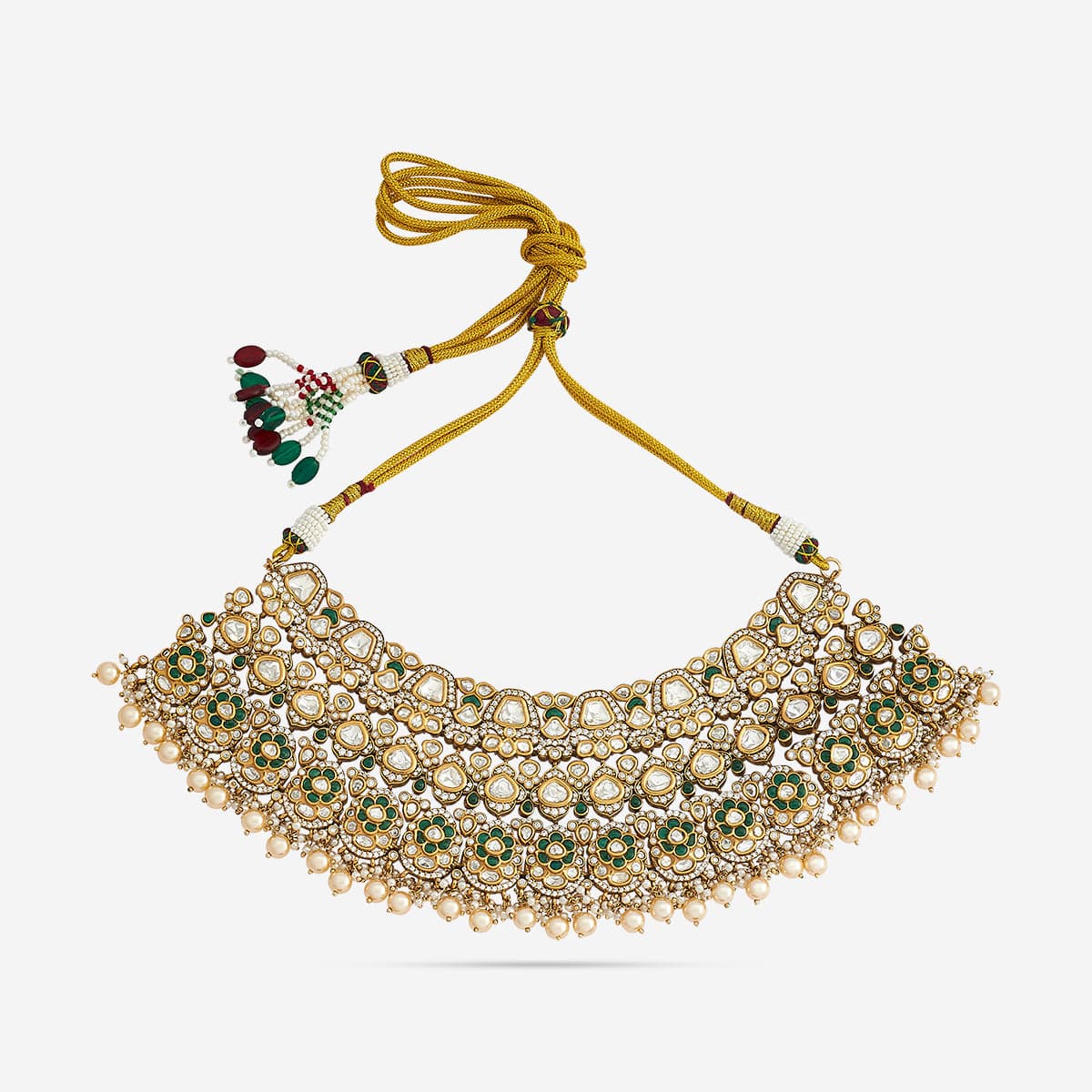Kundan Polki Necklace Color Green Polish Victorian